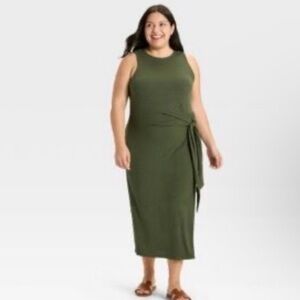 Women's Sleeveless Midi Sweater Dress Ava & Viv olive green 1X Olive Maxi Dress